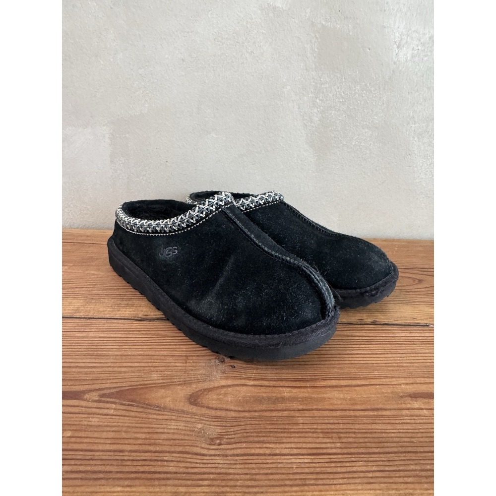 UGG Women's Tasman Black Suede Slippers Clogs Size 6 Shearling Lined